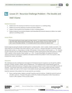 Algebra I Module 1, Topic D, Lesson 27: Teacher Version