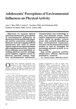 Adolescents` Perceptions of Environmental Influences on Physical
