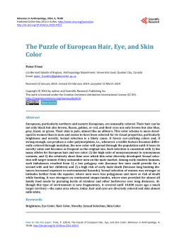 The Puzzle of European Hair, Eye, and Skin Color