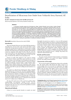 Beneficiation of Micaceous Iron Oxide from Veldurthi Area, Kurnool