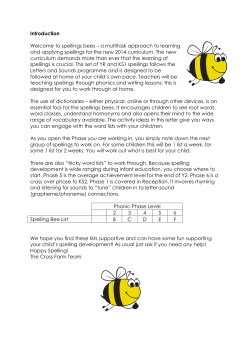 Introduction Welcome to spellings bees &ndash; a multitask approach to