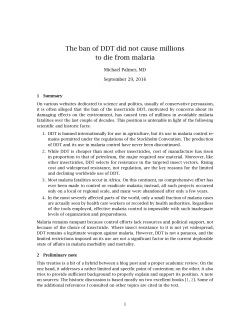 The ban of DDT did not cause millions to die from malaria