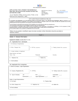 Application for permit for borehole drilling and excavation works in
