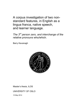 A corpus investigation of two non- standard features, in English as a