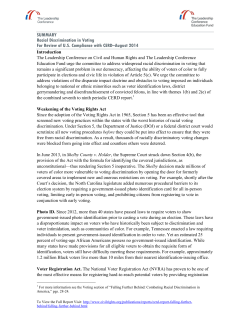 SUMMARY Racial Discrimination in Voting For Review of U.S.