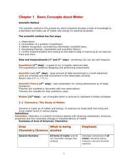 Chapter 1. Basic Concepts about Matter