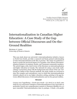 Internationalization in Canadian Higher Education: A Case Study of