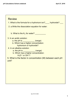 pH Calculation Quiz Review