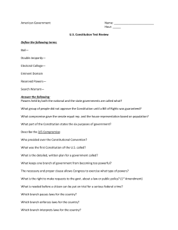 American Government Name: Hour: _____ U.S. Constitution Test