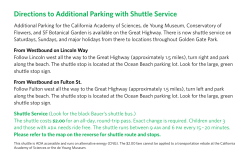 Directions to Additional Parking with Shuttle Service