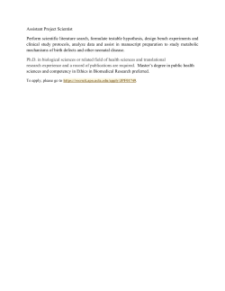 Assistant Project Scientist Perform scientific literature search