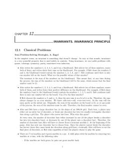 CHAPTER 12 INVARIANTS. INVARIANCE