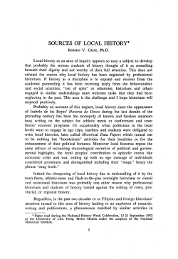 SOURCES OF LOCAL HISTORY*