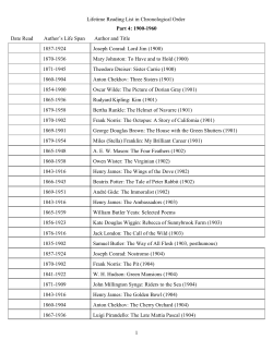 Lifetime Reading List in Chronological Order Part 4