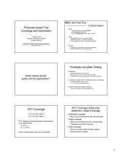 Predicate-based Test Coverage and Generation Predicate