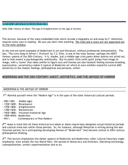 MODERNISM AND THE 20th CENTURY