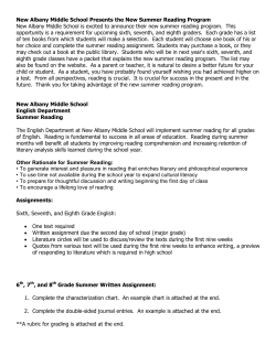 New Albany Middle School Presents the New Summer Reading
