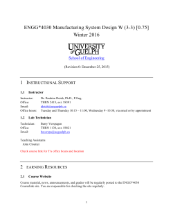 ENGG*4030 Manufacturing System Design W (3