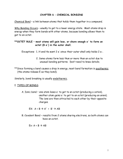 CHAPTER 6 &ndash; CHEMICAL BONDING