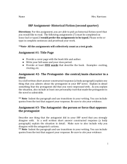 IRP Assignment- Historical Fiction (second quarter)