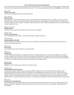 Honors American Literature Summer Reading List Some of these