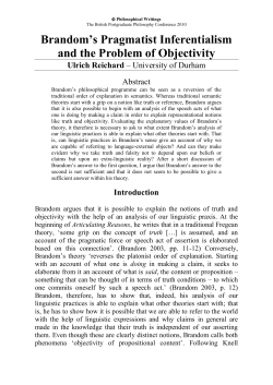 Brandom`s Pragmatist Inferentialism and the Problem of