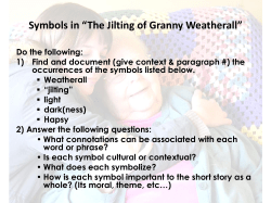 Symbols in &ldquo;The Jilting of Granny Weatherall&rdquo; Do the following