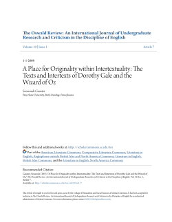 A Place for Originality within Intertextuality: The Texts and Intertexts