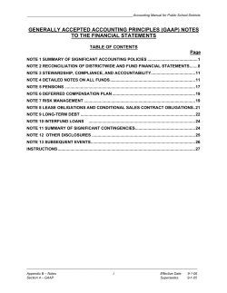 generally accepted accounting principles (gaap) notes to the