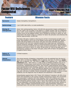 Factor VIII Deficiency, Congenital