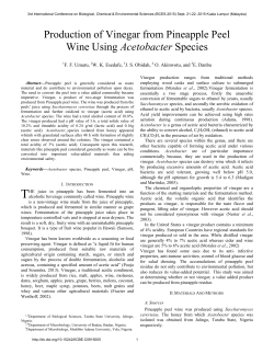 Production of Vinegar from Pineapple Peel Wine Using Acetobacter