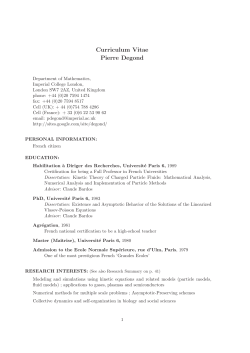 Curriculum Vitae Pierre Degond