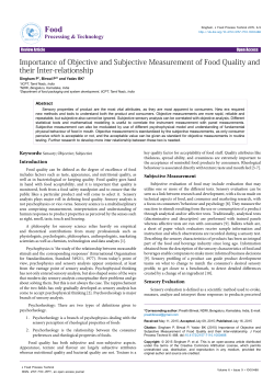 Importance of Objective and Subjective Measurement of Food