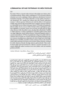l&uuml;bnan`da si̇yasi̇ i̇sti̇krar ve m&uuml;lteci̇ler اﻻﺳﺗﻘرار اﻟﺳﯾﺎﺳﻲ