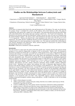 Studies on the Relationships between Leukocytosis