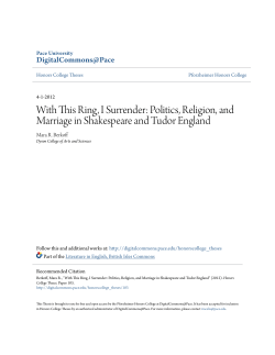 Politics, Religion, and Marriage in Shakespeare and Tudor England