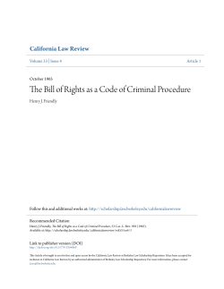 The Bill of Rights as a Code of Criminal Procedure