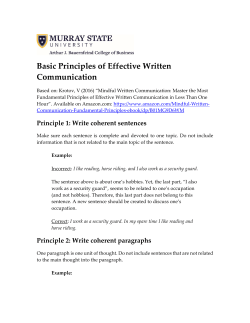 Basic Principles of Effective Written Communication