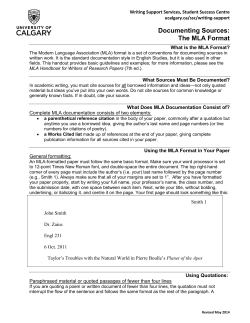 The MLA Format - University of Calgary