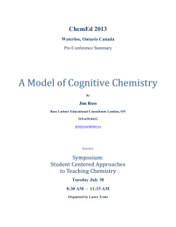 A Model of Cognitive Chemistry