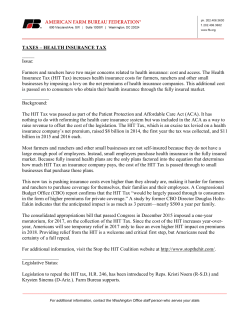 TAXES – HEALTH INSURANCE TAX _____ Issue: Farmers and