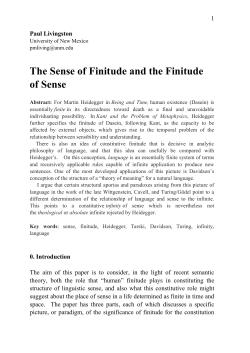 The Sense of Finitude and the Finitude of Sense