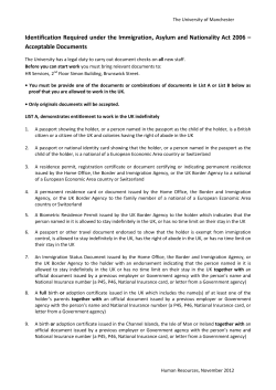 Identification Required under the Immigration, Asylum and