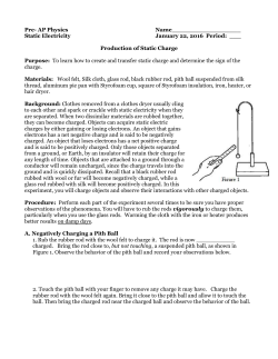 Pre- AP Physics Name__________________ Static Electricity