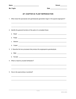 Guided Notes Chapter 38: Plant Reproduction