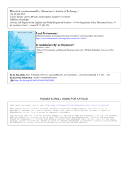 Local Environment Is `sustainable city` an Oxymoron?