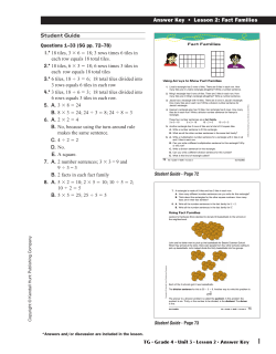 Answer Key • Lesson 2: Fact Families