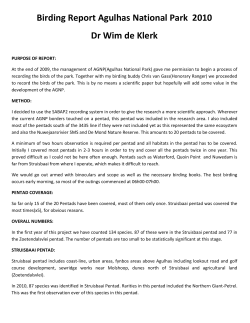 Birding Report Agulhas National Park 2010 Dr Wim de