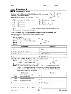 2-6 Practice A Geometric Proof