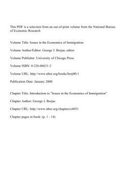 Introduction to "Issues in the Economics of Immigration"